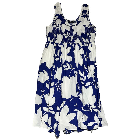 Lane Bryant Midi Sundress 22/24 Floral Romantic Cottage Smocked Cotton Dress - Picture 1 of 9